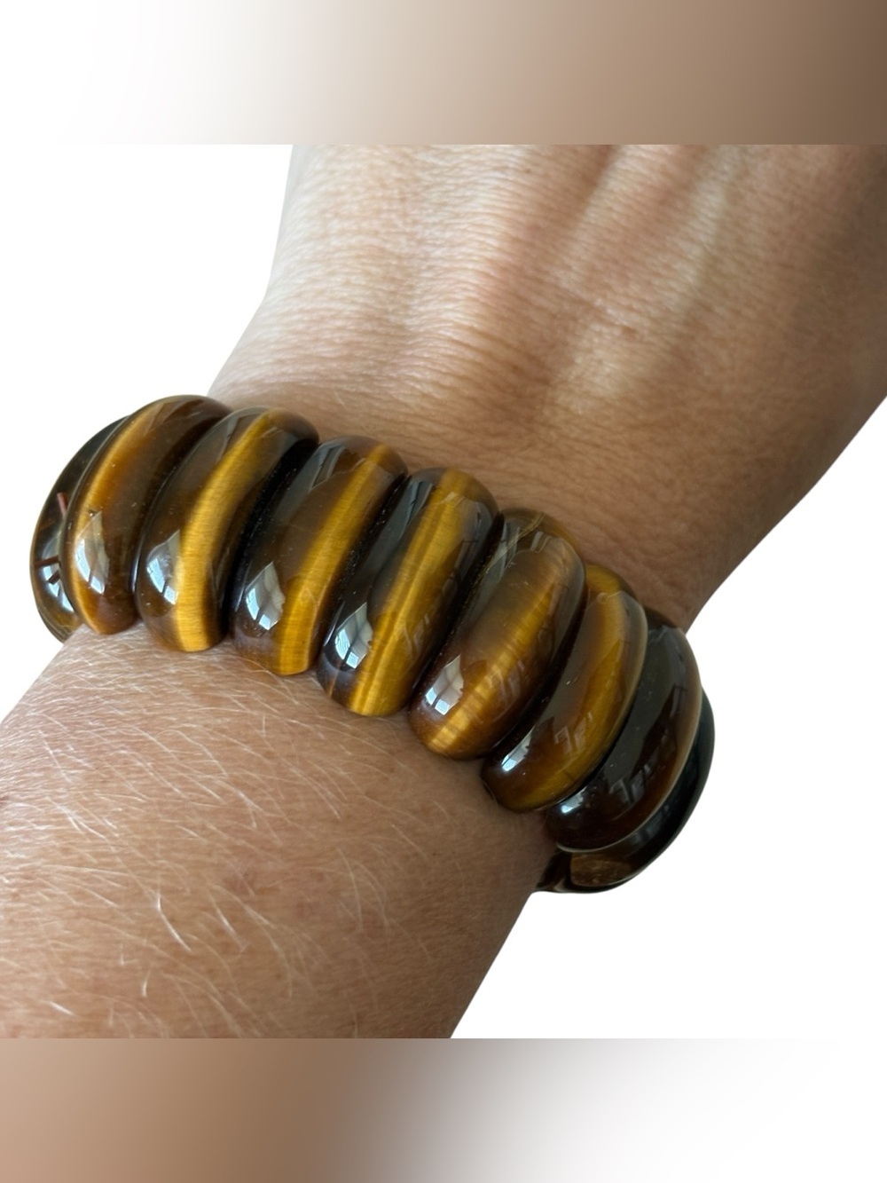 Tiger Eye Bracelet Semi-Precious Stretchable Beaded Natural Boho Gypsy